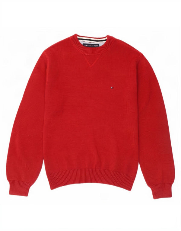 Tommy Hilfiger Mens Crew Neck Jumper Sweater XS Red Cotton