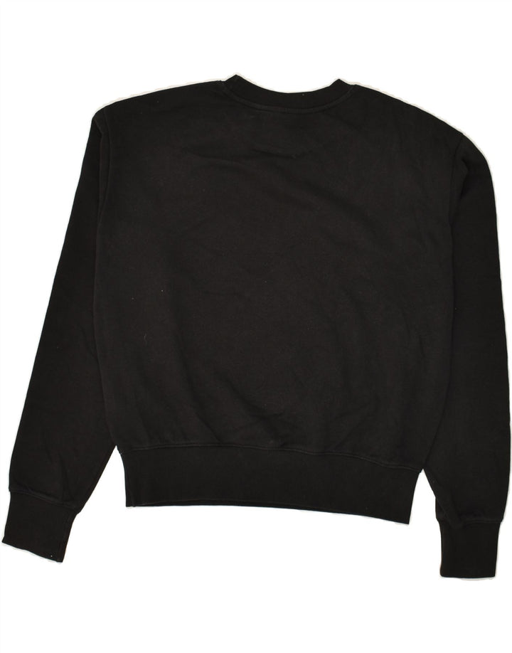 CHAMPION Womens Crop Graphic Sweatshirt Jumper UK 14 Medium Black Cotton Vintage Champion and Second-Hand Champion from Messina Hembry 