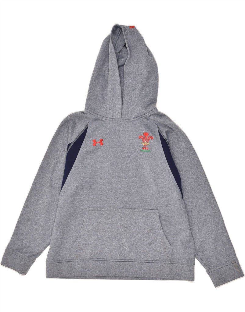 UNDER ARMOUR Boys Loose Fit Hoodie Jumper 10-11 Years Grey Polyester | Vintage Under Armour | Thrift | Second-Hand Under Armour | Used Clothing | Messina Hembry 