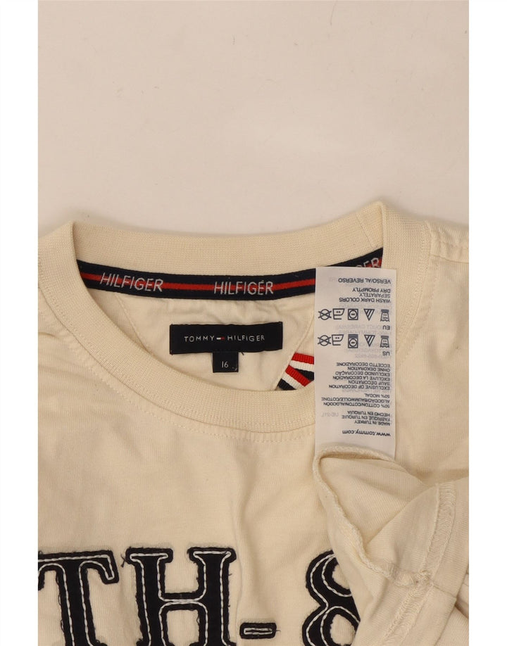 TOMMY HILFIGER Boys Graphic Top Long Sleeve 15-16 Years Off White Cotton Vintage Tommy Hilfiger and Second-Hand Tommy Hilfiger from Messina Hembry 