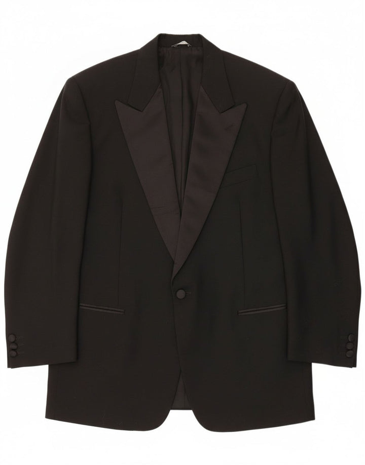 Mario Zegna Mens 1 Button Blazer Jacket IT 50 Large Black Colourblock Wool