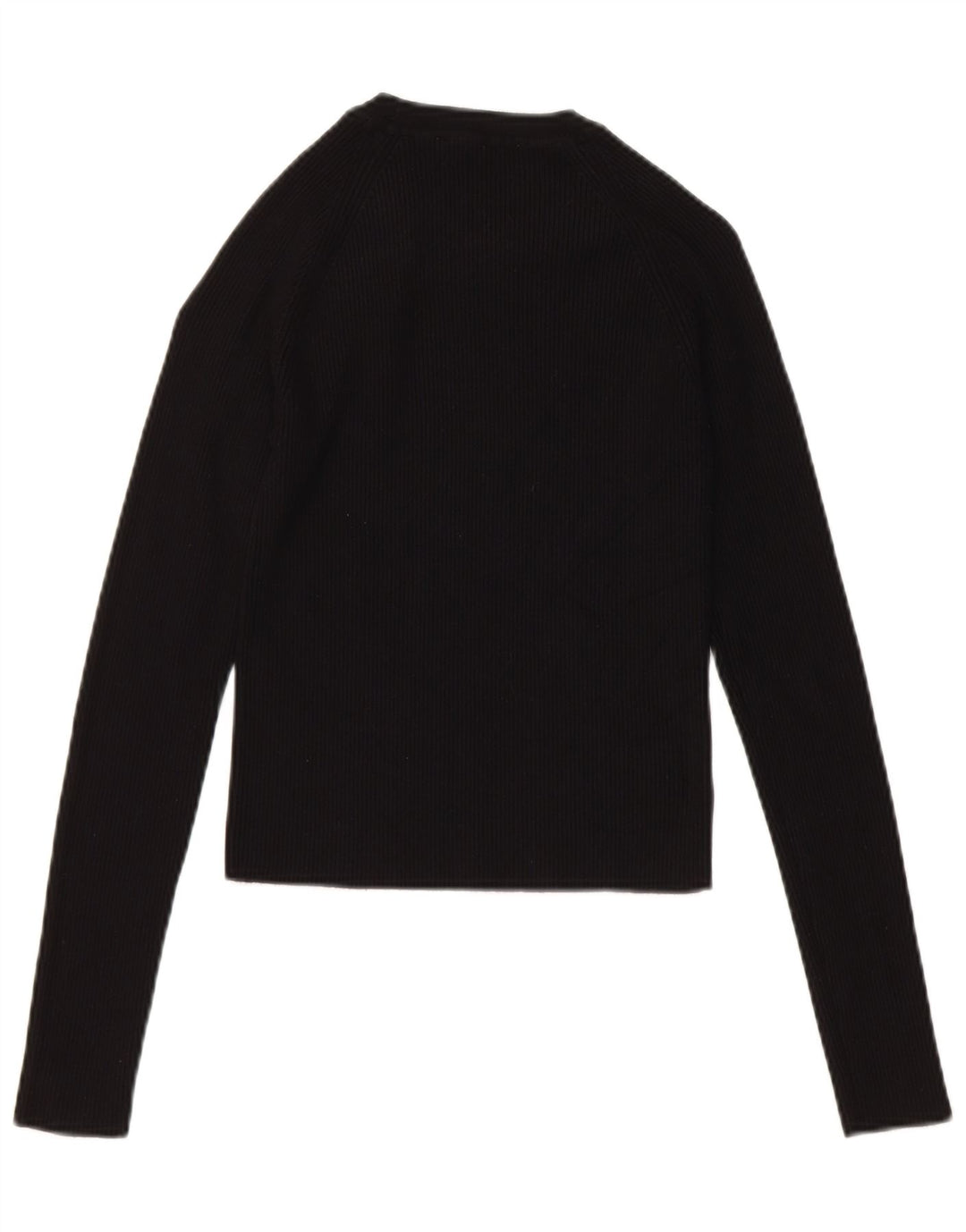Zara Womens Crop Top Long Sleeve UK 14 Large Black Viscose