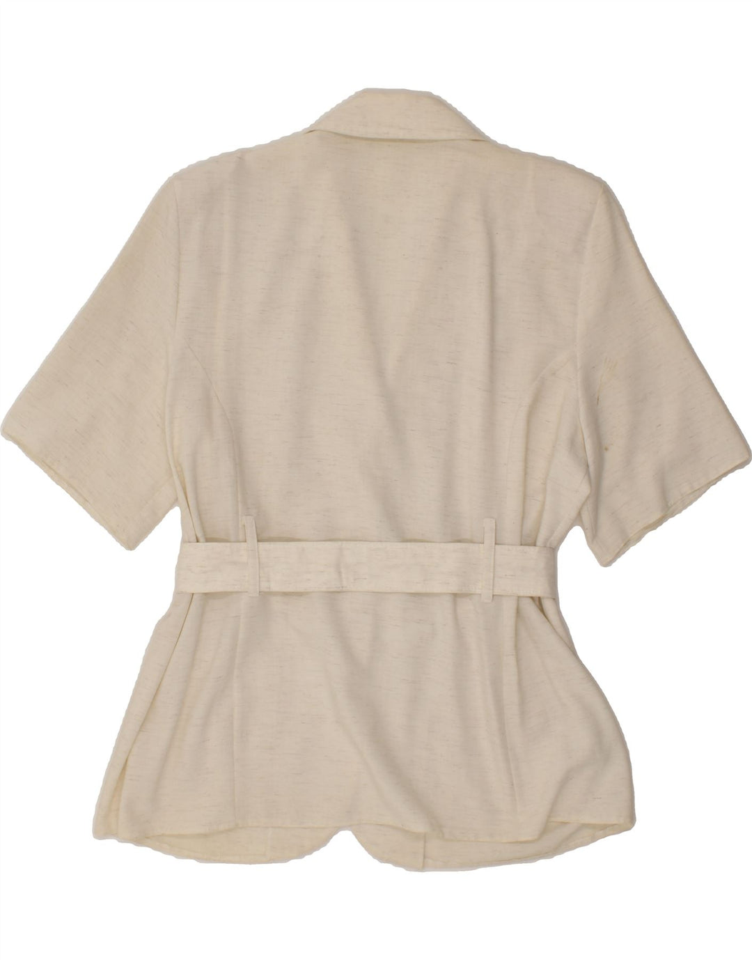 VINTAGE Womens Short Sleeve 2 Button Blazer Jacket UK 18 XL Beige Flecked Vintage Vintage and Second-Hand Vintage from Messina Hembry 