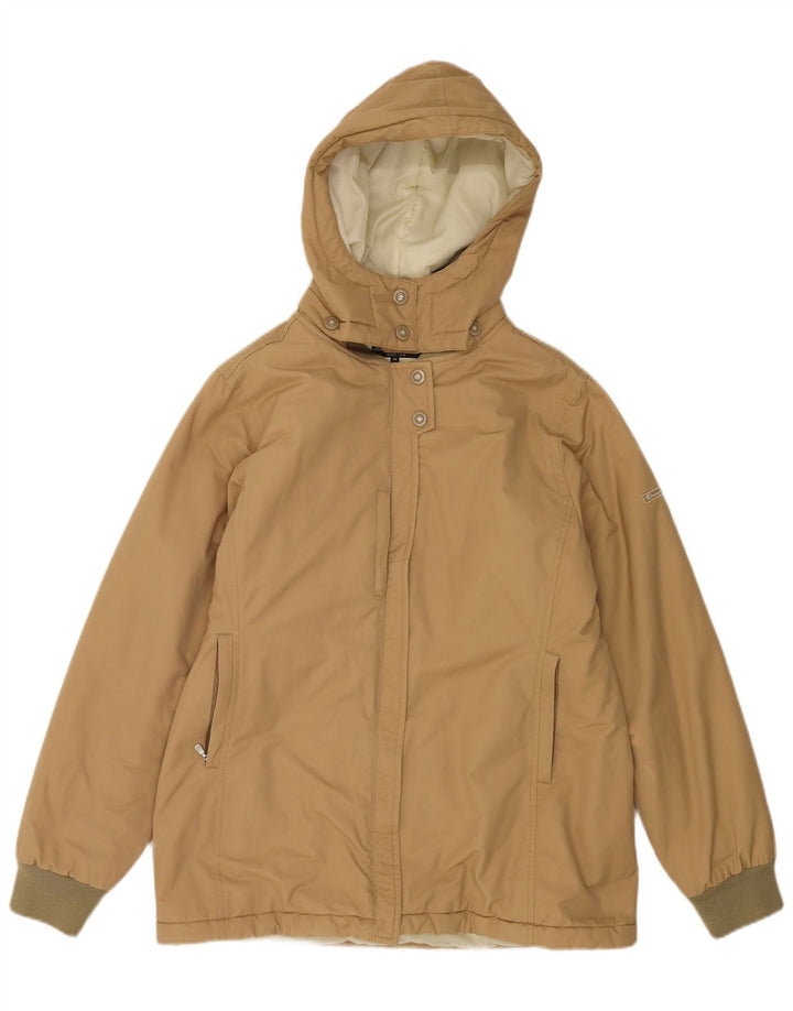 Champion Womens Hooded Windbreaker Jacket UK 14 Medium Beige Cotton