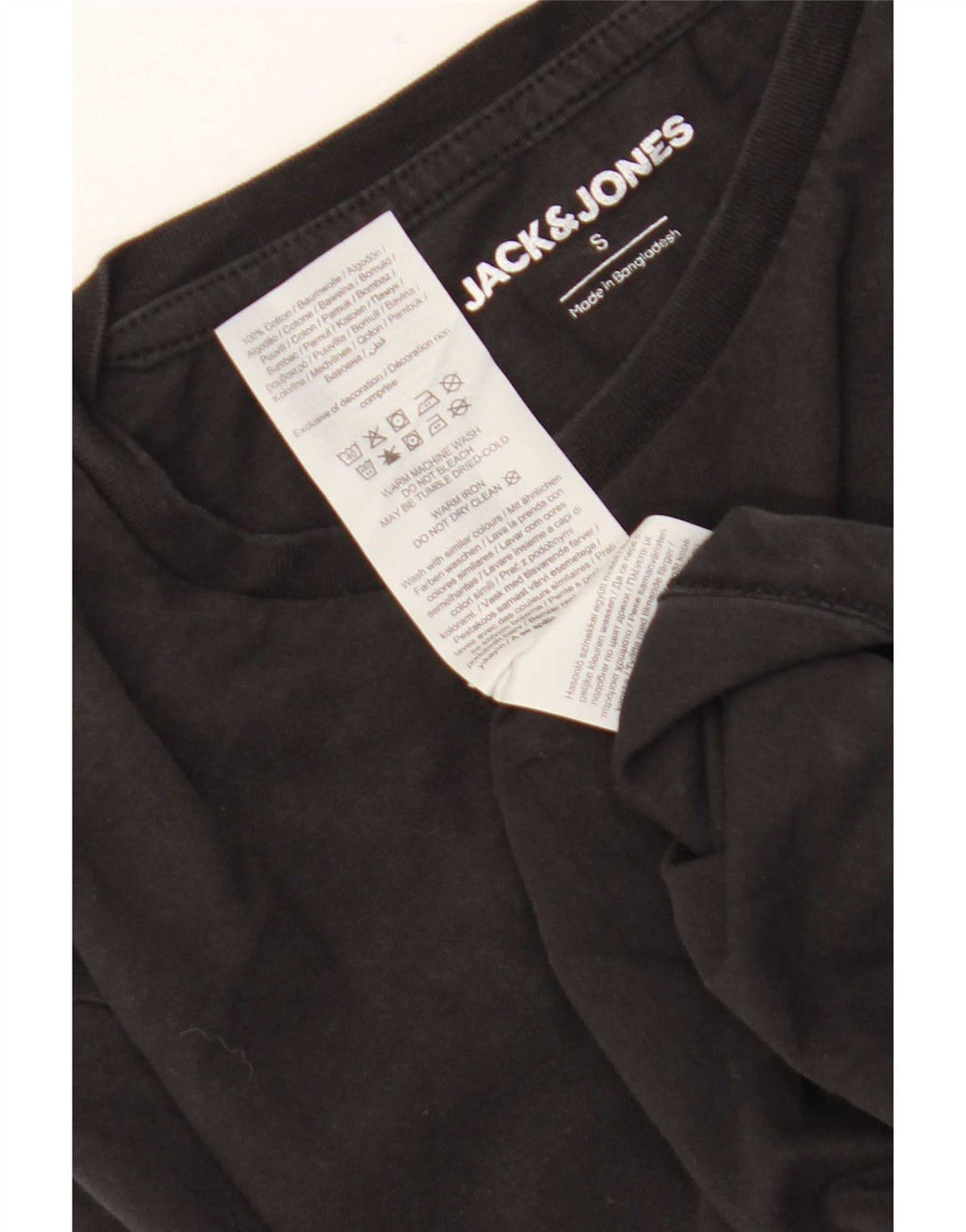 Jack & Jones Mens T-Shirt Top Small Black Cotton