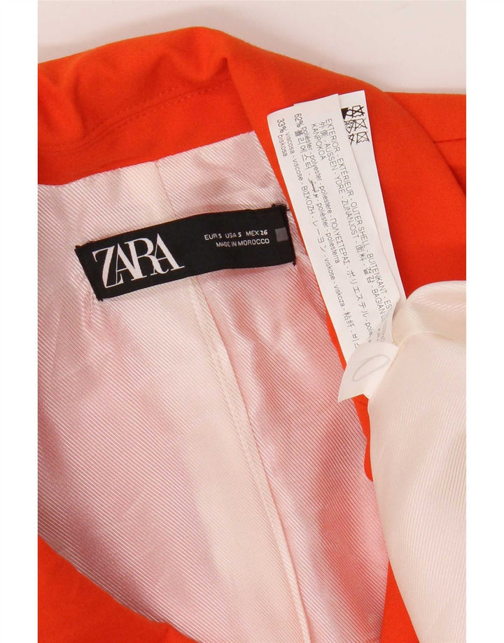 Zara Womens Longline Waistcoat UK 10 Small Orange Polyester