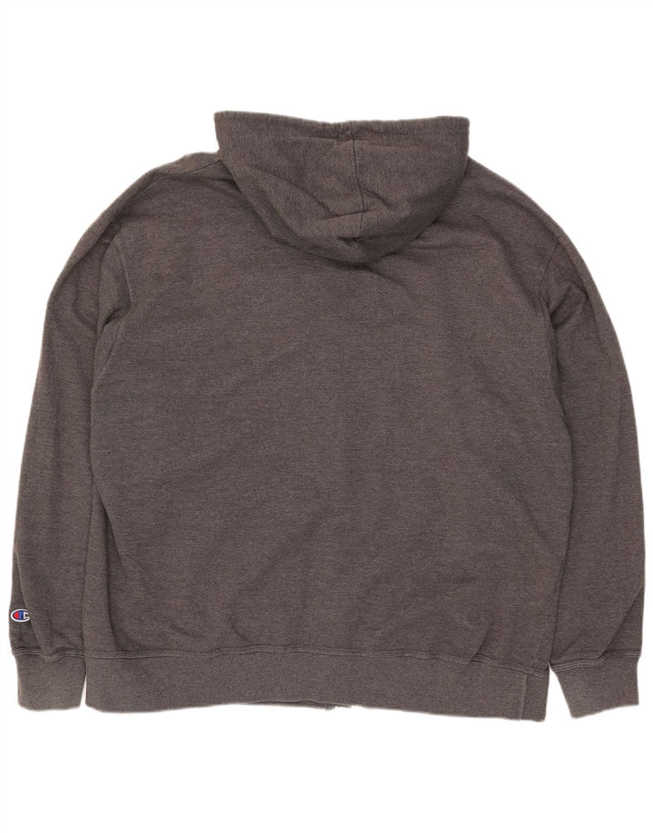Champion Mens Zip Hoodie Sweater 2XL Grey Cotton