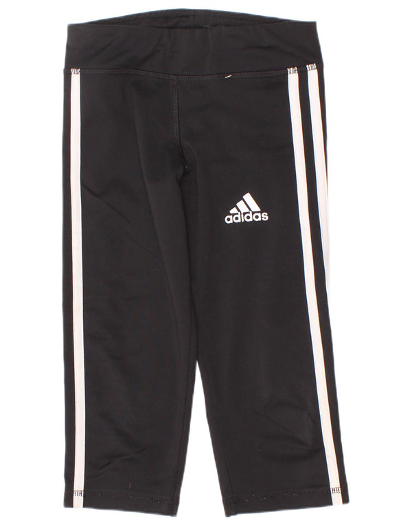 Adidas Girls Aeroready Capri Leggings 7-8 Years Black Polyester