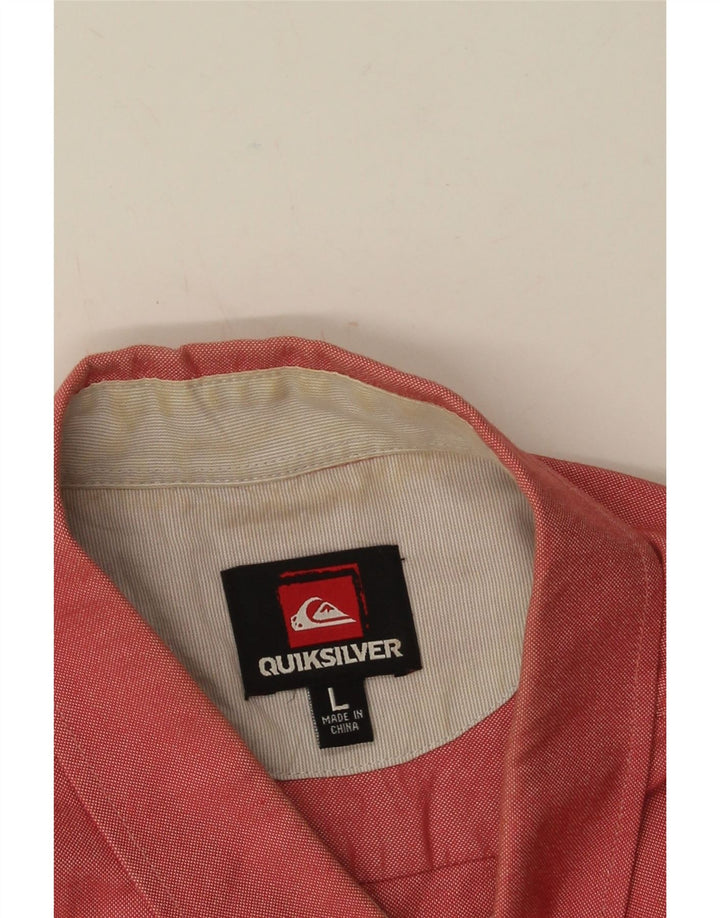 Quiksilver Mens Short Sleeve Shirt Large Red Cotton