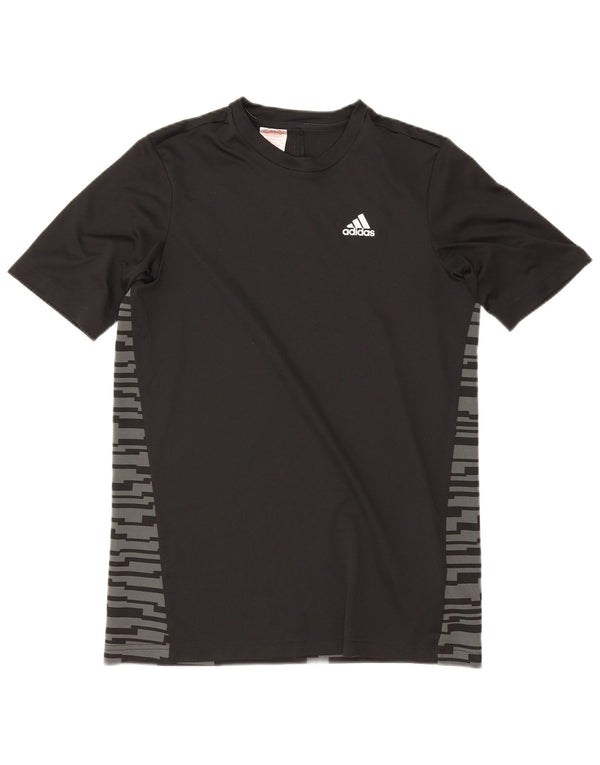 Adidas Boys Aeroready T-Shirt Top 15-16 Years Black Geometric Polyester