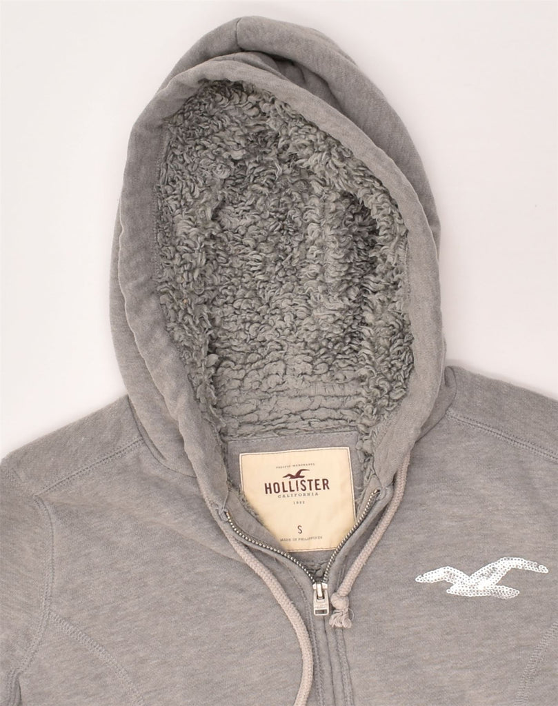 HOLLISTER Womens Zip Hoodie Sweater UK 10 Small Grey Cotton | Vintage Hollister | Thrift | Second-Hand Hollister | Used Clothing | Messina Hembry 