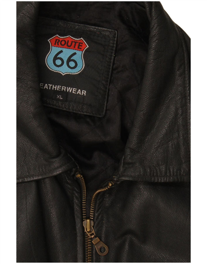 Route 66 Mens Leather Jacket UK 42 XL Black