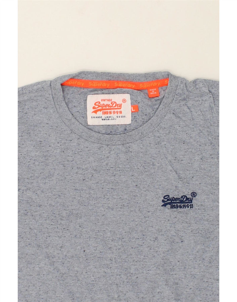 SUPERDRY Mens T-Shirt Top Large Grey Flecked Cotton Vintage Superdry and Second-Hand Superdry from Messina Hembry 