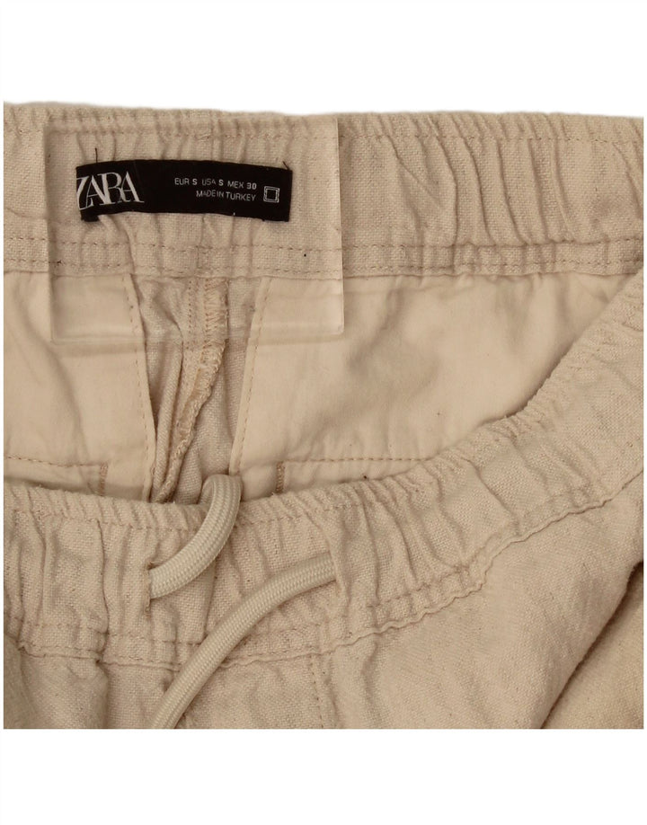 Zara Womens Crop Joggers Cargo Trousers Small W30 L25 Off White