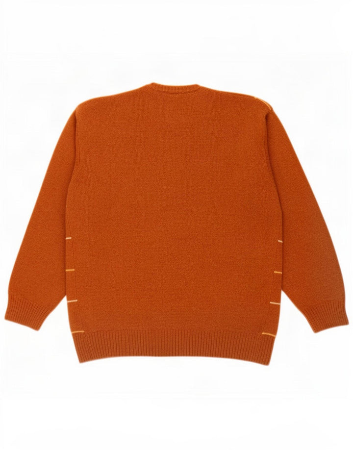 Carrera Mens Crew Neck Jumper Sweater XL Brown Check Lambswool