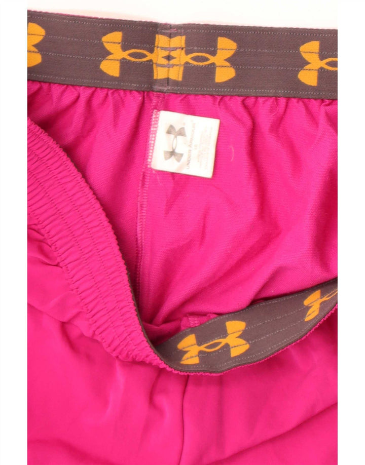 Under Armour Womens Sport Shorts UK 16 Large  Pink Polyester