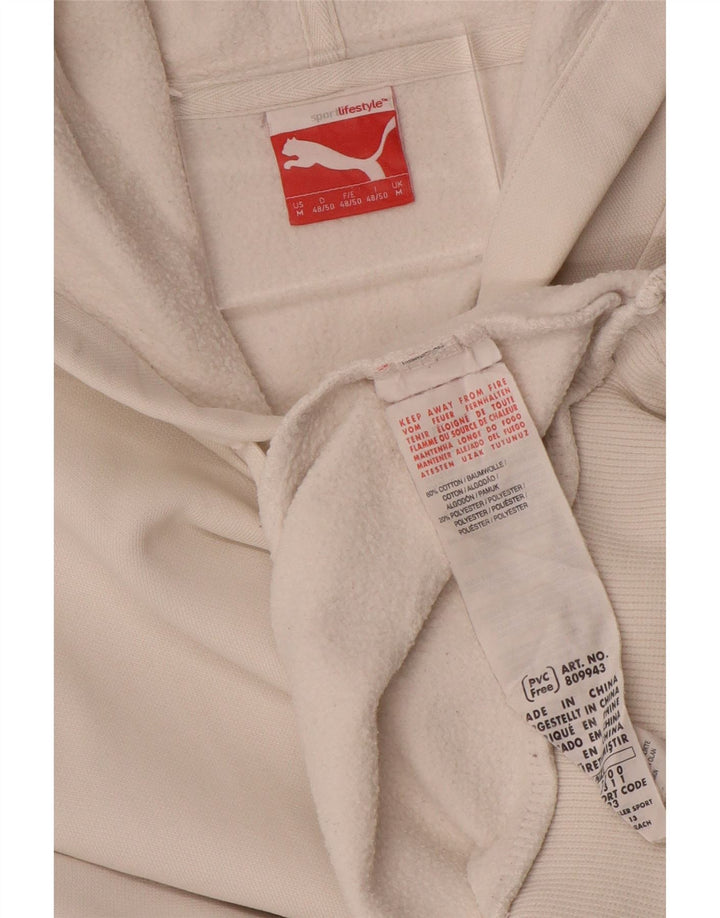 PUMA Mens Hoodie Jumper Medium White Cotton