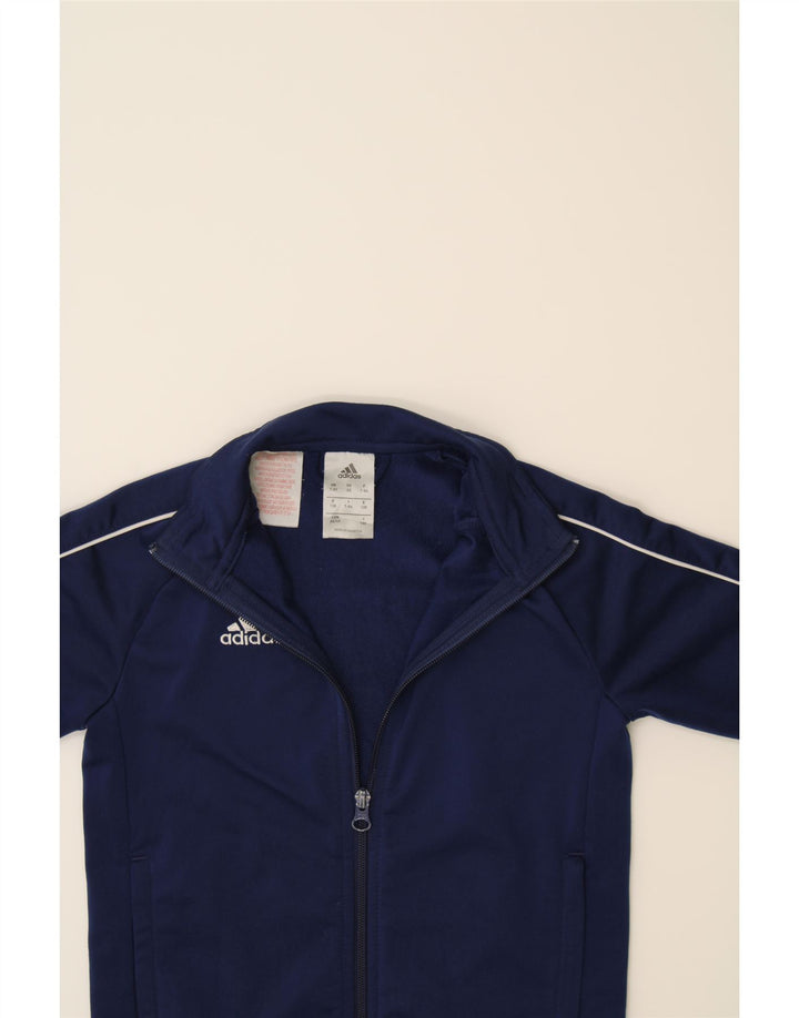 ADIDAS Boys Graphic Tracksuit Top Jacket 7-8 Years Navy Blue Polyester Vintage Adidas and Second-Hand Adidas from Messina Hembry 