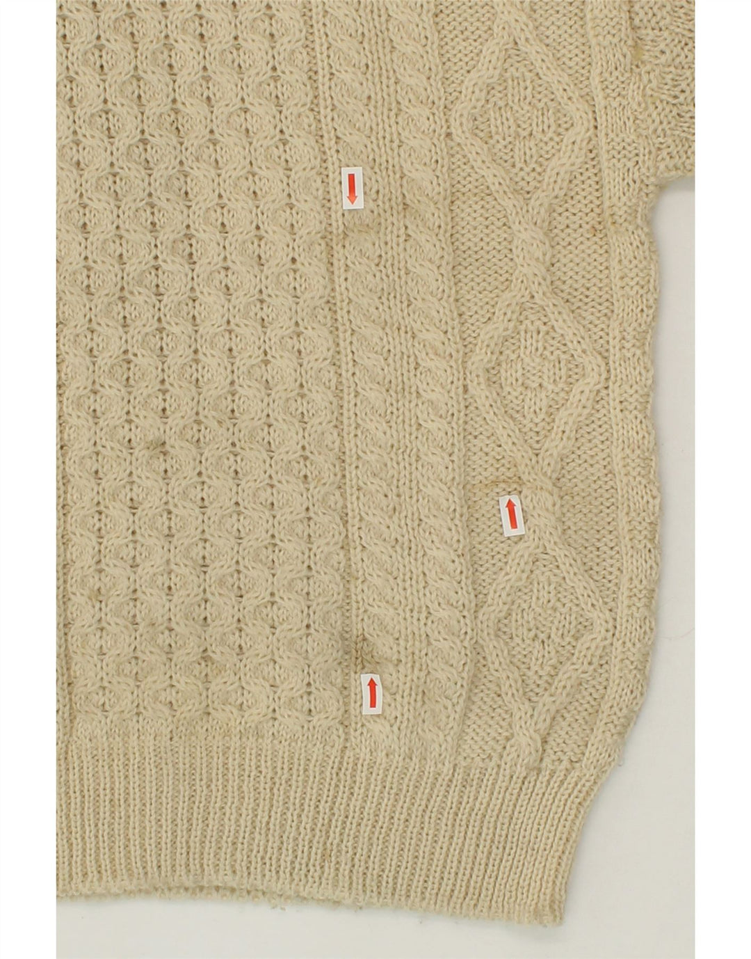 ARANCRAFTS Womens Boat Neck Jumper Sweater UK 10 Small Beige Wool