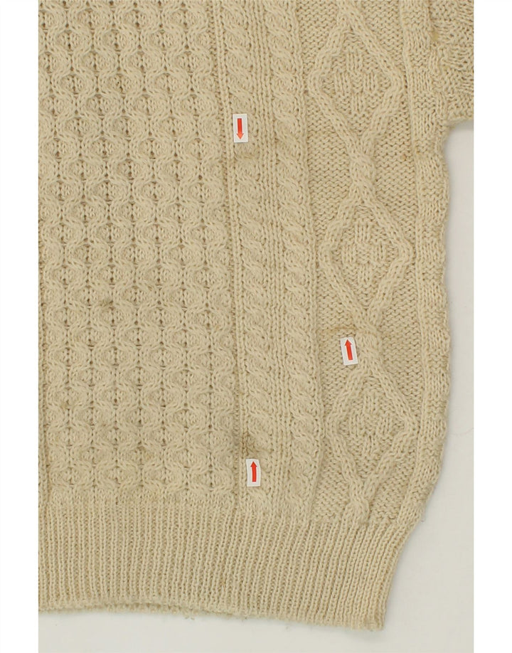ARANCRAFTS Womens Boat Neck Jumper Sweater UK 10 Small Beige Wool