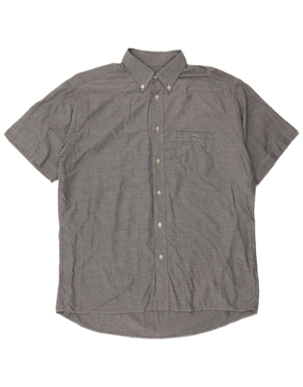 Lacoste Mens Short Sleeve Shirt Size 41 Large Grey Flecked