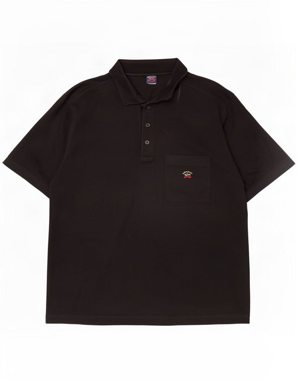 Paul & Shark Mens Yachting Polo Shirt XL Black Cotton