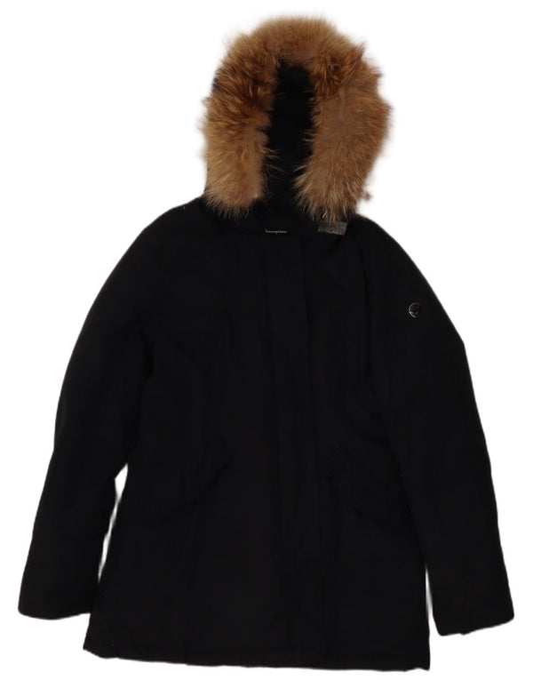 Champion Womens Hooded Padded Jacket UK 14 Medium Navy Blue