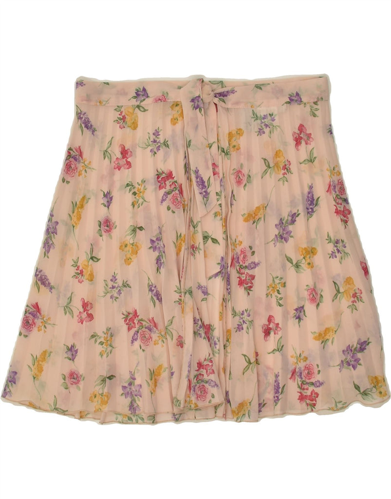 VINTAGE Womens Pleated Wrap Skirt UK 12 Medium W24  Pink Floral Polyester | Vintage Vintage | Thrift | Second-Hand Vintage | Used Clothing | Messina Hembry 