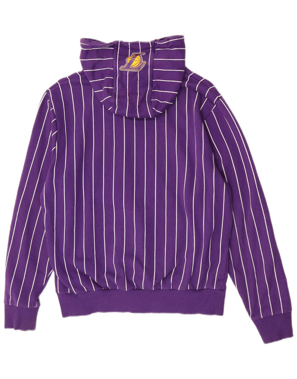 New Era Mens Lakers Graphic Hoodie Jumper Medium Purple Striped Cotton