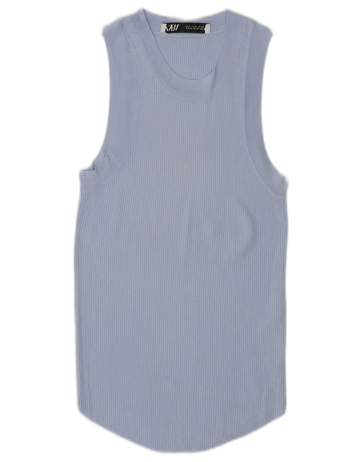 Zara Womens Vest Top UK 12 Medium Blue Viscose
