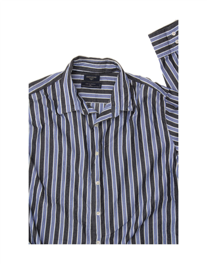 DOCKERS Mens Shirt XL Blue Striped Cotton Vintage Dockers and Second-Hand Dockers from Messina Hembry 