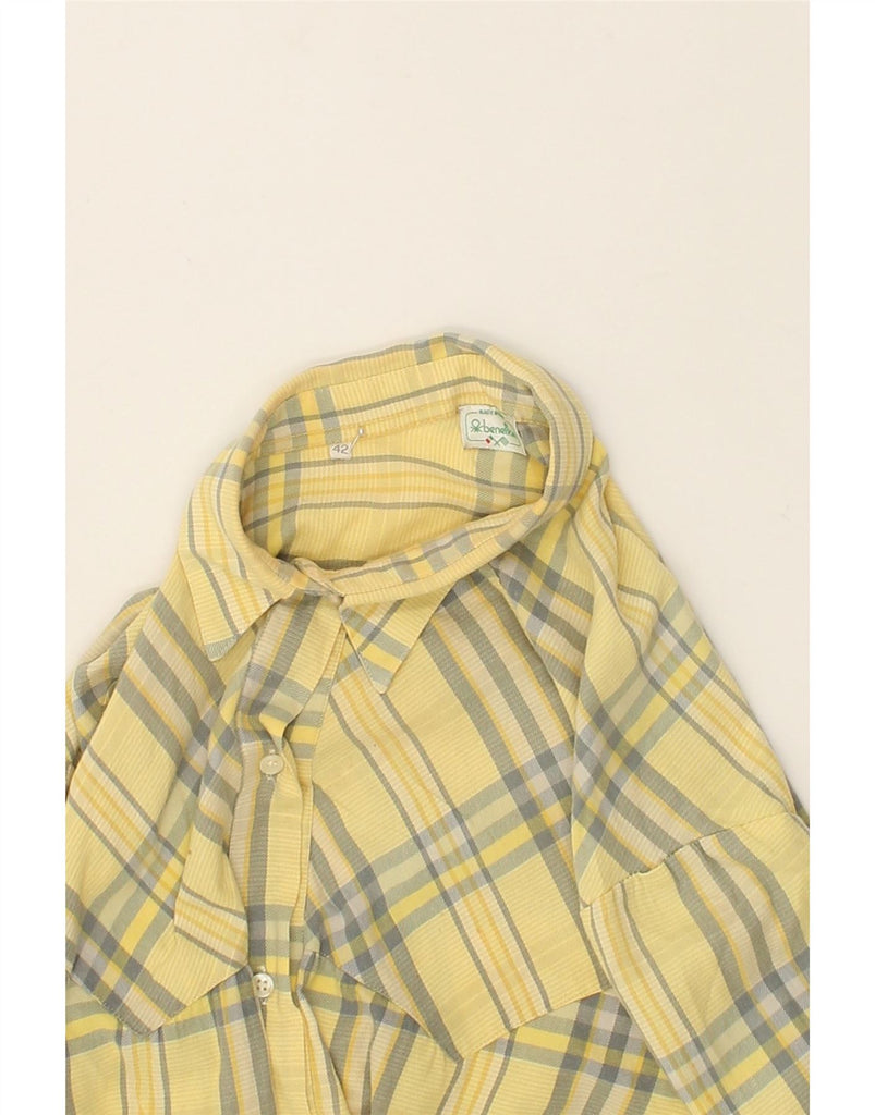 BENETTON Womens Shirt IT 42 Medium Yellow Check Cotton | Vintage Benetton | Thrift | Second-Hand Benetton | Used Clothing | Messina Hembry 