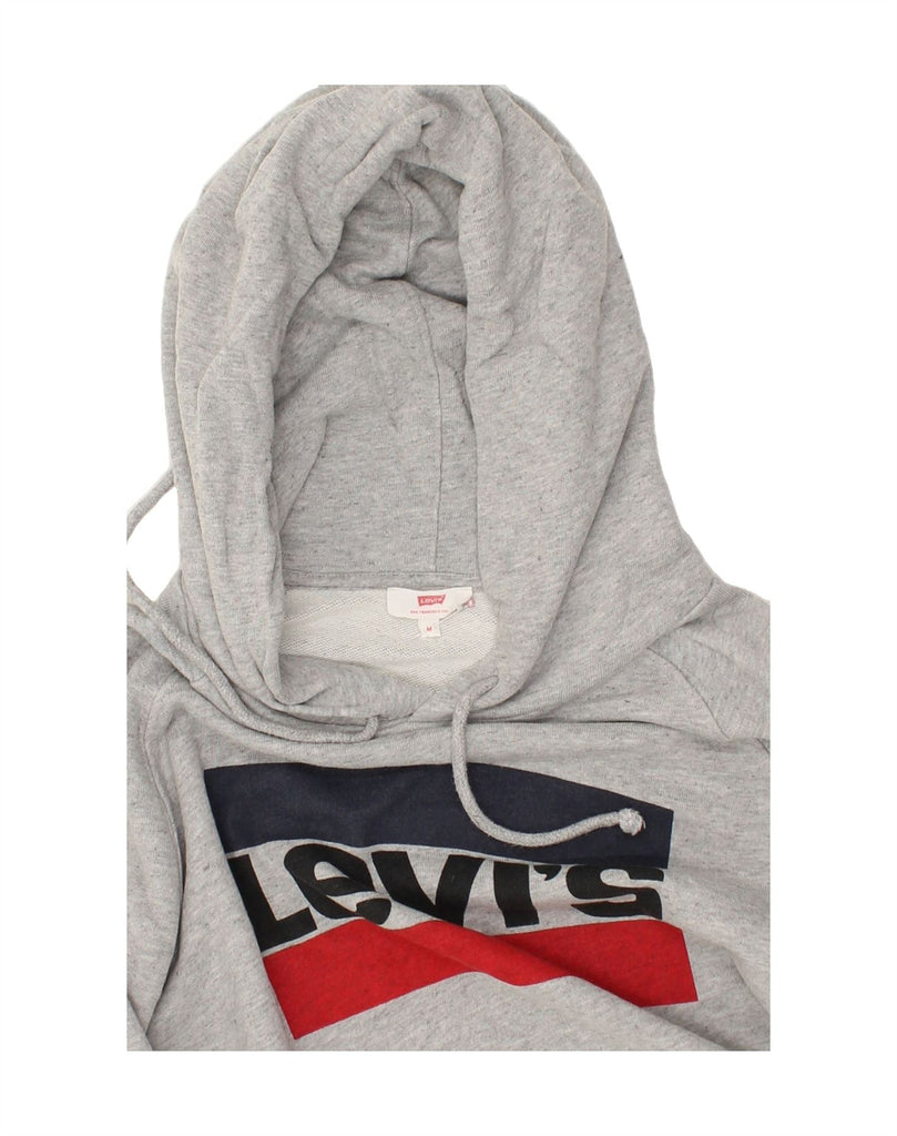 LEVI'S Womens Oversized Graphic Hoodie Jumper UK 14 Medium Grey Cotton | Vintage Levi's | Thrift | Second-Hand Levi's | Used Clothing | Messina Hembry 