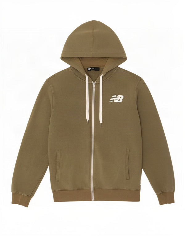 New Balance Mens Zip Hoodie Sweater Large Khaki Cotton