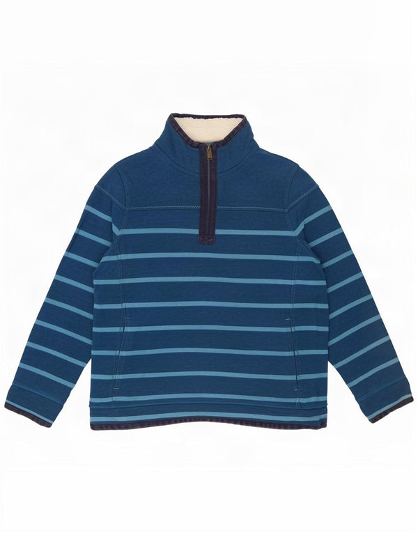 Fat Face Womens Zip Neck Sweatshirt Jumper UK 18 XL Blue Striped Cotton