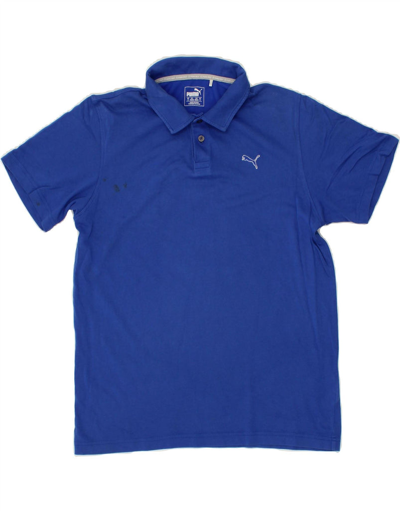 PUMA Mens Polo Shirt Medium Blue | Vintage Puma | Thrift | Second-Hand Puma | Used Clothing | Messina Hembry 