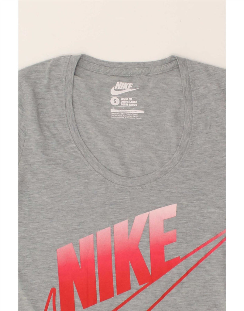 NIKE Womens Loose Fit Graphic T-Shirt Top UK 10 Small Grey Polyester Vintage Nike and Second-Hand Nike from Messina Hembry 