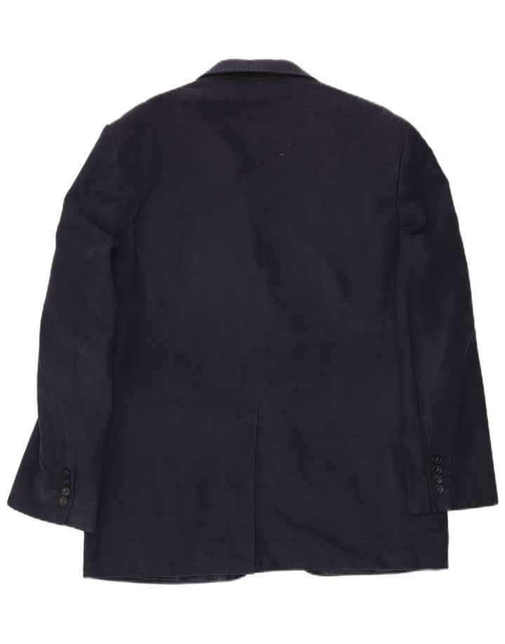 MARKS & SPENCER Mens 2 Button Blazer Jacket UK 40 Large Navy Blue Viscose