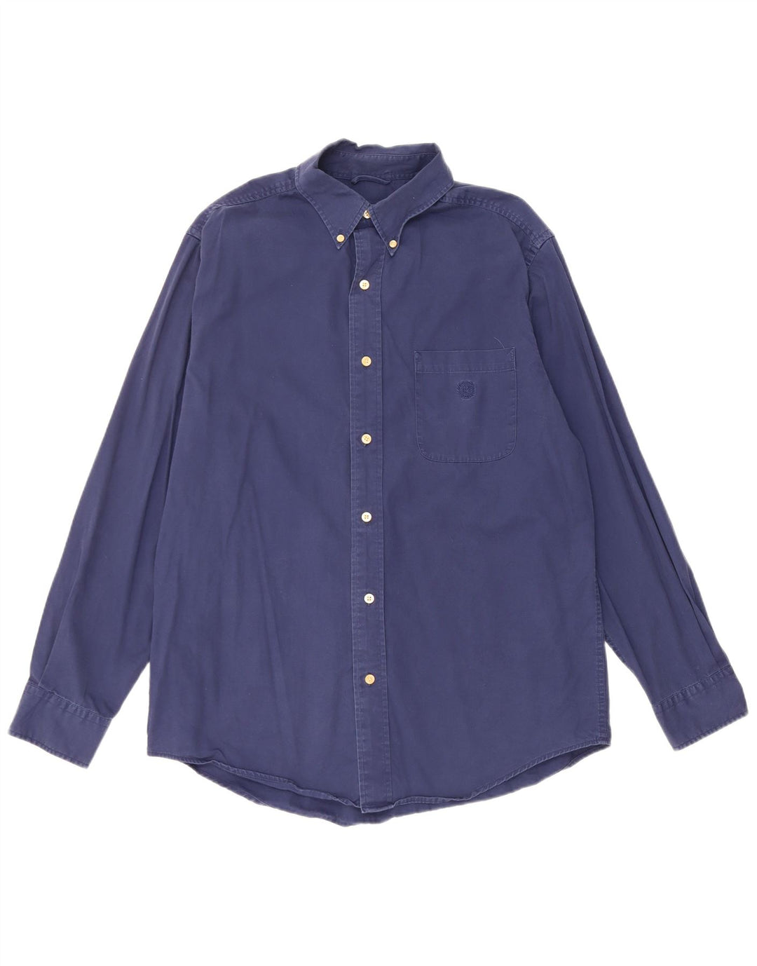 Chaps Mens Shirt Medium Navy Blue Cotton
