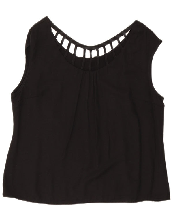 LAURA ASHLEY Womens Sleeveless Blouse Top UK 18 XL  Black Viscose