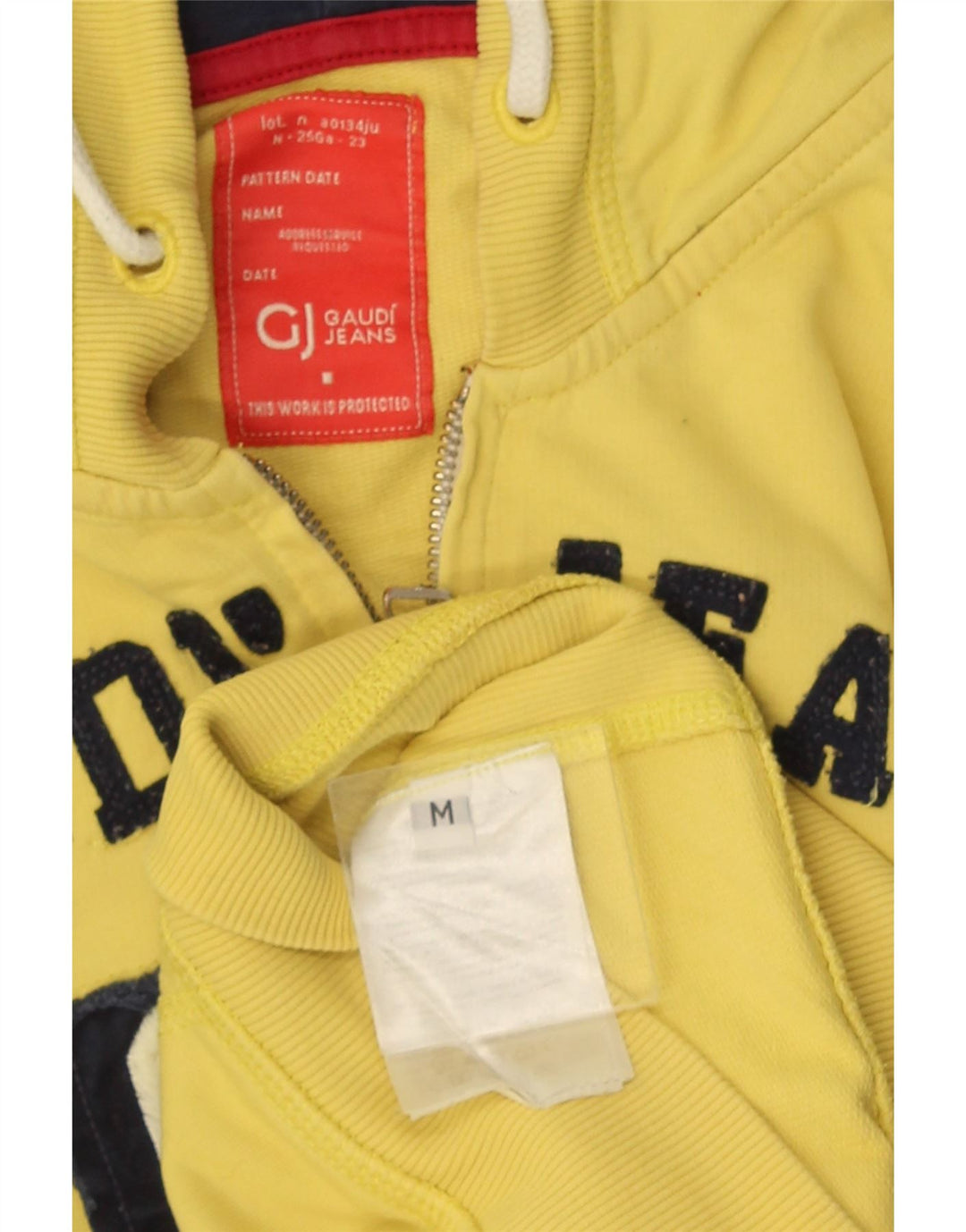 Gaudi Womens Graphic Zip Hoodie Sweater UK 12 Medium Yellow