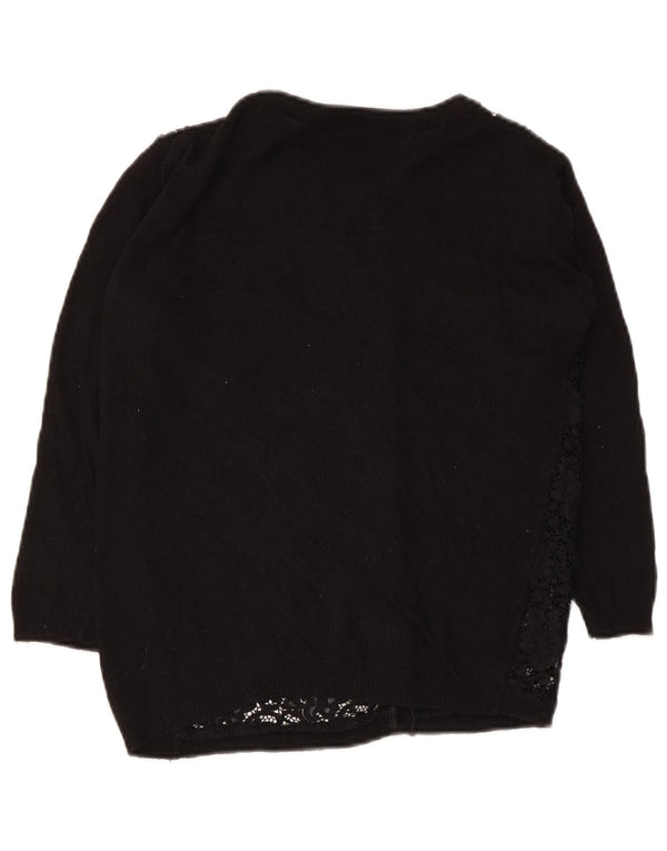 Zara Womens Cardigan Sweater UK 10 Small Black Floral