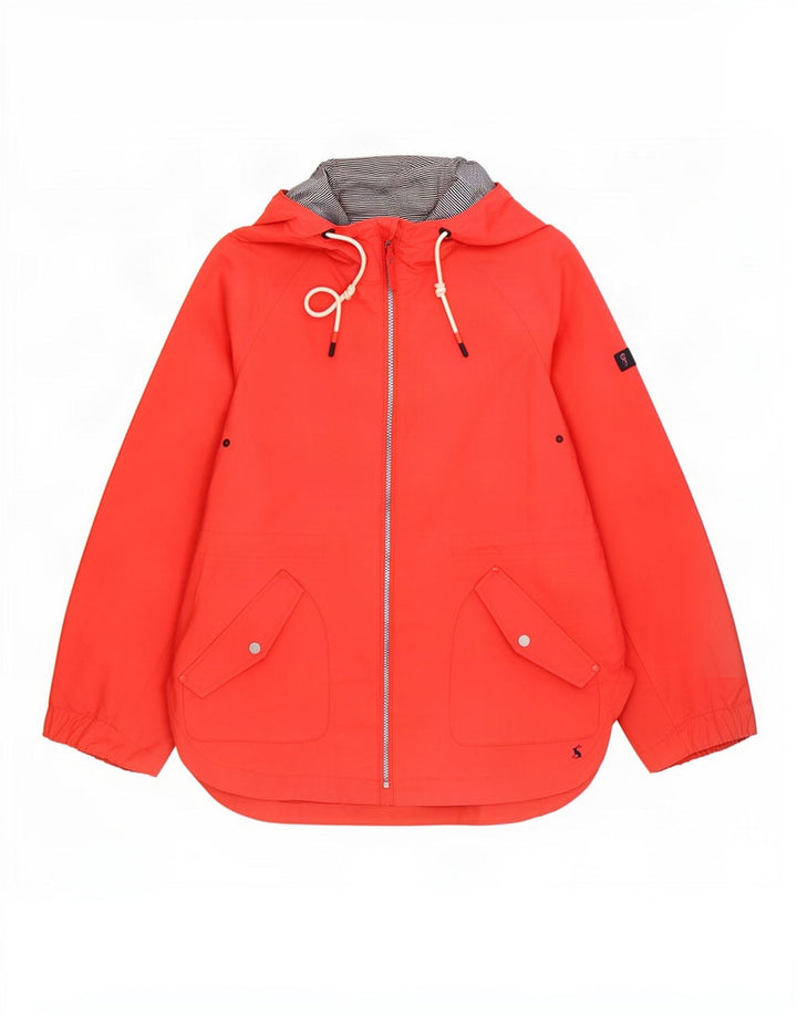 Joules Womens Hooded Rain Jacket UK 12 Medium Red Cotton