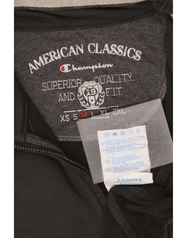 Champion Mens Classics Zip Neck Sweatshirt Jumper Medium Black Cotton