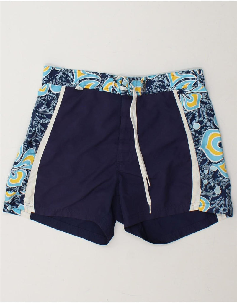 SUNDEK Mens Swimming Shorts Medium  Navy Blue Floral Polyester Vintage Sundek and Second-Hand Sundek from Messina Hembry 
