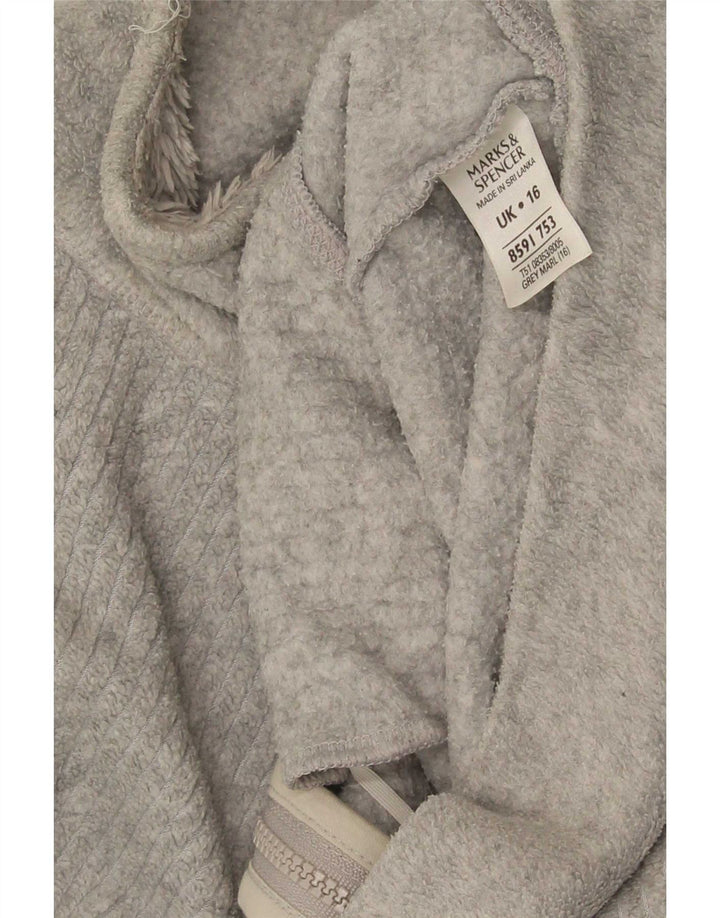 Marks & Spencer Womens Fleece Jacket UK 16 Large Grey Polyester