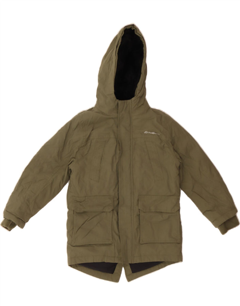 EDDIE BAUER Boys Hooded Parka Jacket 5-6 Years XS  Khaki Nylon Vintage Eddie Bauer and Second-Hand Eddie Bauer from Messina Hembry 