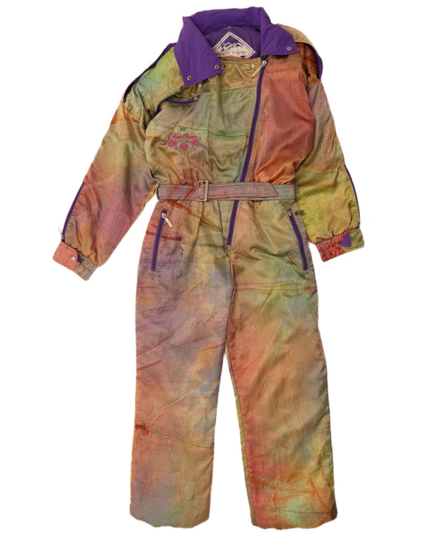 Vintage Womens Oversized Ski Jumpsuit EU 42 Large Multicoloured Tie Dye
