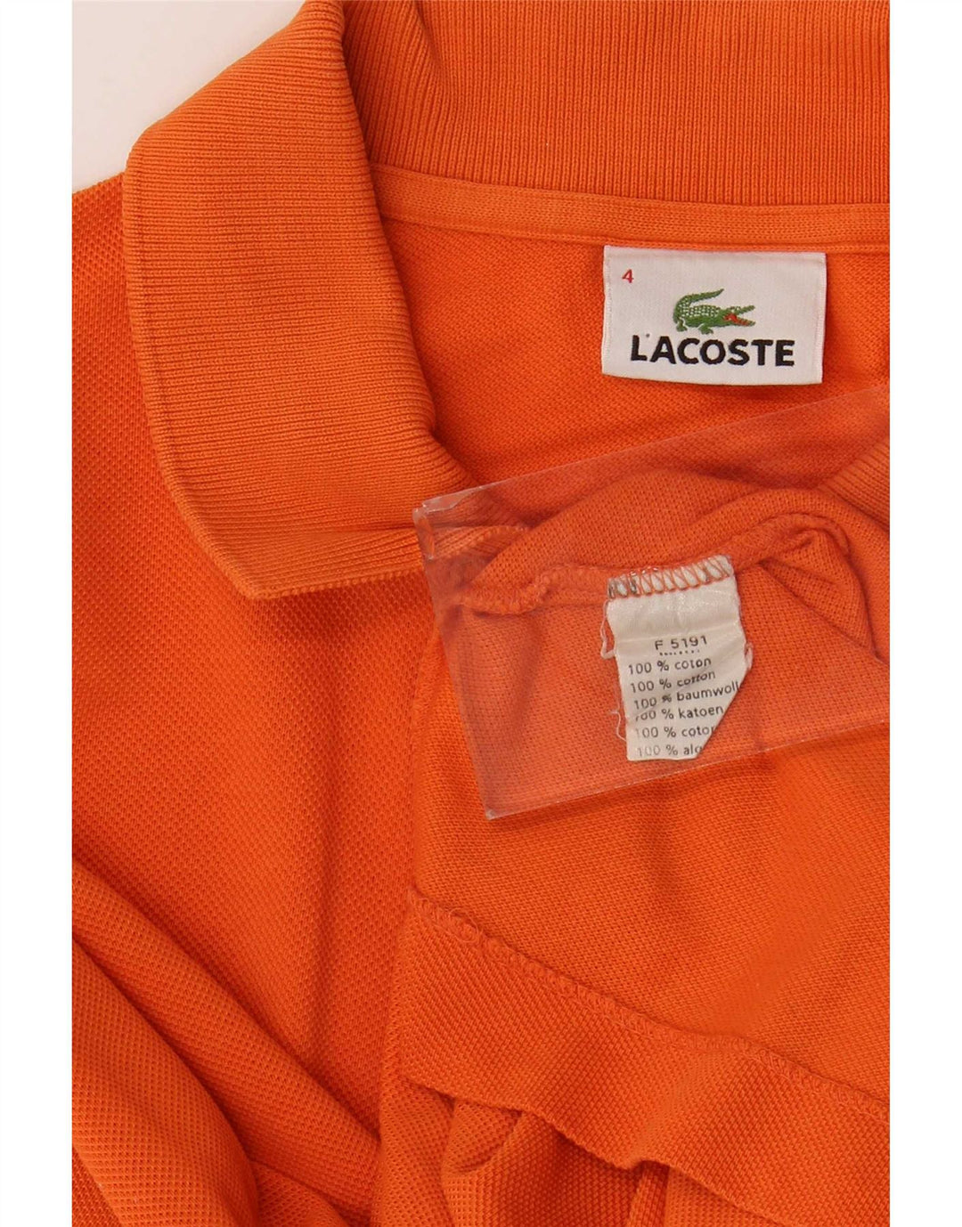 Lacoste Mens Polo Shirt Size 4 Medium Orange Cotton