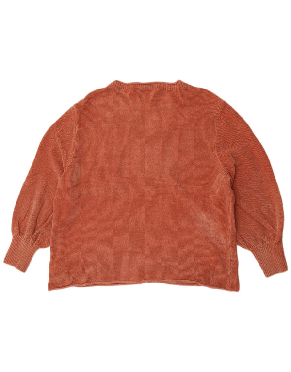 Zara Womens Oversized Boat Neck Jumper Sweater UK 14 Medium Orange